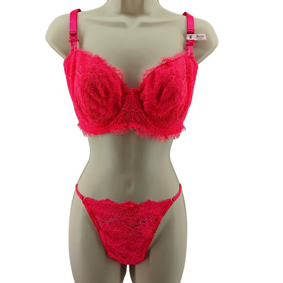 Victorias Secret Dream Angels Lingerie Set Unlined Push Up V String Panty - Picture 1 of 8